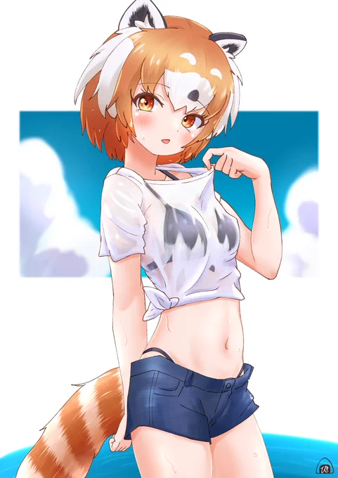 暑いので濡れ透けレパチャ…#けものフレンズ 