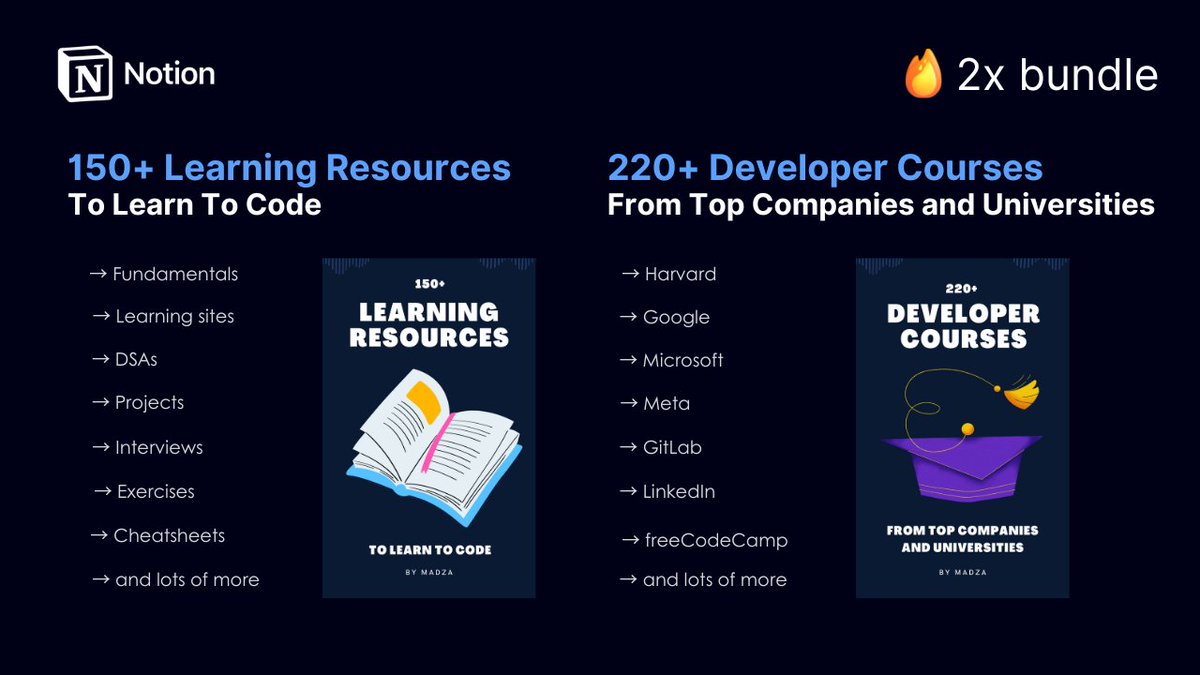 Already 1200+ downloads for my Learning Bundle! 🤯

If you missed it 👇👇

→ 150+ Learning Resources
→ 220+ Developer Courses

Thanks, everyone for the support! 💖

RT &amp; Reply "👋" and I'll DM you both resources!
Follow me (so I can DM)