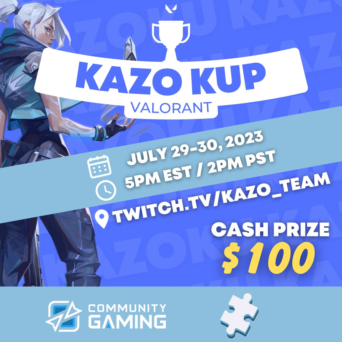 Kazo_Team's tweet photo. Good morning everyone! Today is the day! Kazo Kup will be live at 5PM EST / 2PM PST! Hope to see everyone there!
🧩KAZO KUP STREAM🧩
📹https://t.co/wX05LU1g3H
CEO watch party stream:
📹https://t.co/J5OmO589d0 https://t.co/wEt11QWGv2