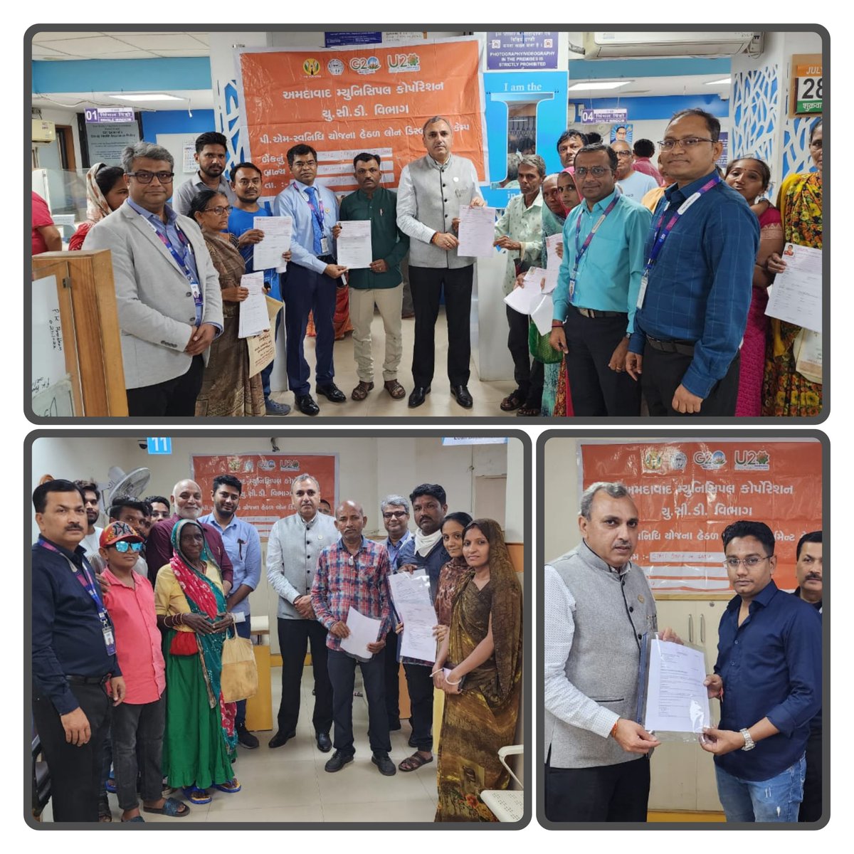 CGMSBIGnr's tweet photo. @TheOfficialSBI Ahmedabad Circle organised #PMSVANIDHI camps at 59 places yesterday. Senior officials visited these camps @DFS_India @PMOIndia @SBIMDRDB @CMOGuj https://t.co/K5VoTIgtSn