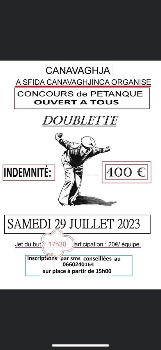 DumeDelporto's tweet photo. Cuncorsu di bocce oghje u 29 di lugliu à 5 ore in CANAVAGHJA. Appruntemu u terrenu. Ci serà da beie è da manghjà. https://t.co/QfVg7mZVox