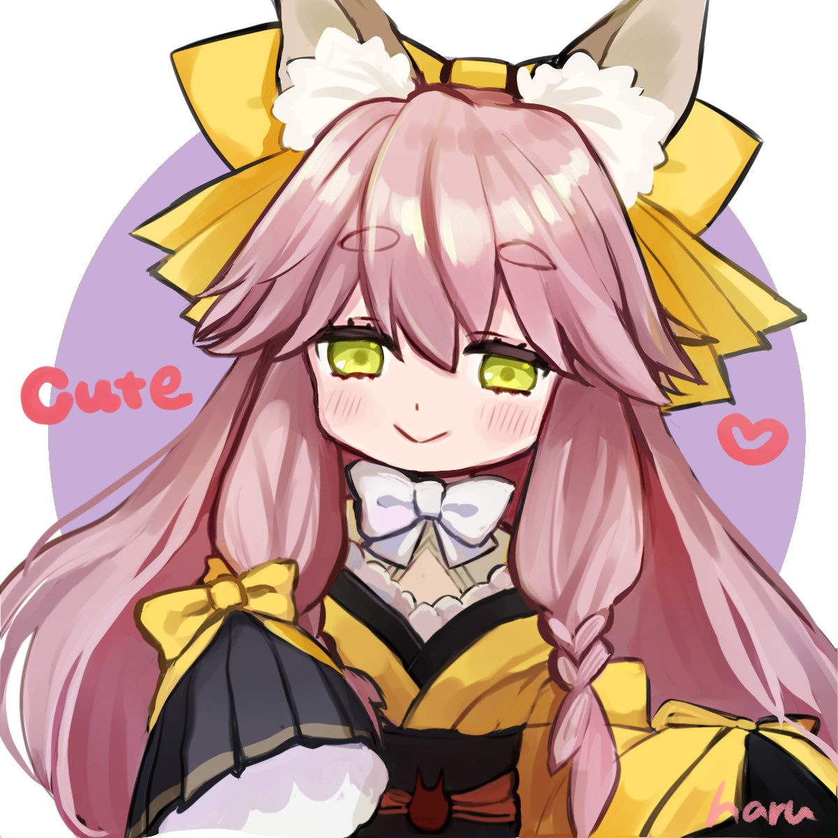 tamamo no mae (fate/extra) 1girl solo kimono animal ears japanese clothes pink hair long hair  illustration images