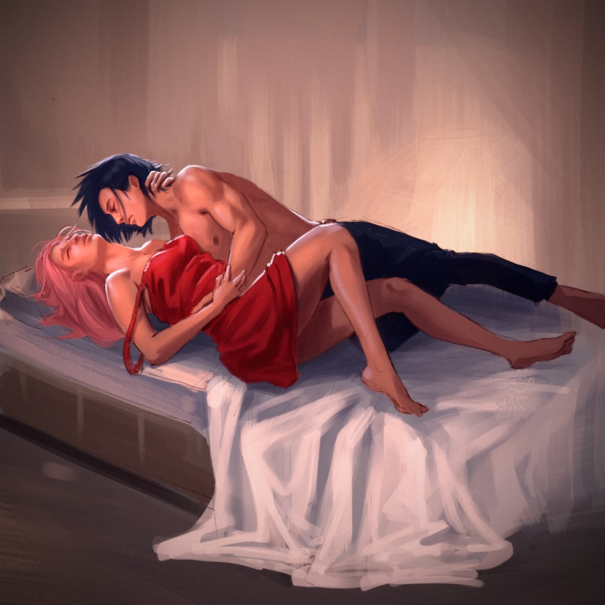 swagnuscarlsen's tweet photo. A quick mild smut piece 

Commissioned by @LaurieIsLost 

#sasusaku #sssmutweek23 https://t.co/lbkEQRW0Bh