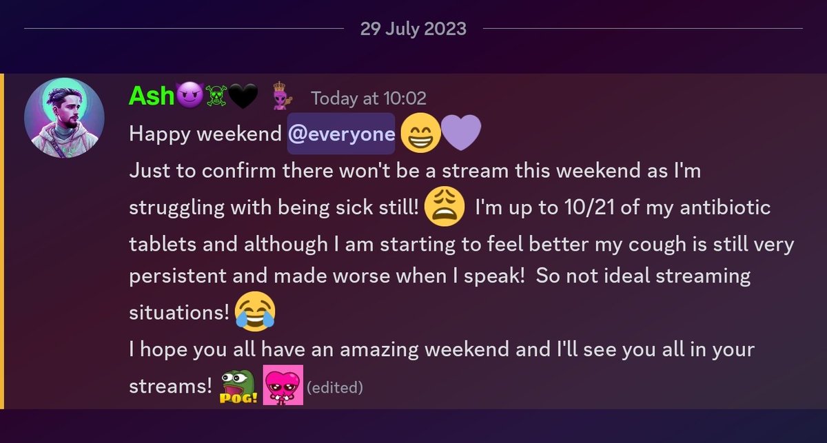AshRated96's tweet photo. Still sick but I'm getting better! 😊💜 https://t.co/MtyHElmZiZ
