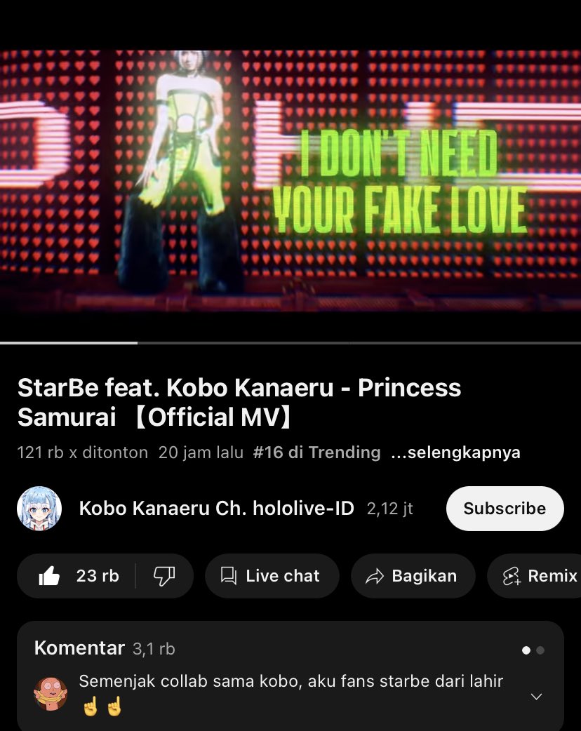 abcde23z's tweet photo. mv pidip pop it trending 27 umum, dan trending 30 musik
mv princess samurai feat. kobo kanaeru tending 16 umum
skybe🤝kobokers
#FlyasOne #PidipPopIt #StarBePopIt #PrincessSamurai #KoboStarBe #StarBe https://t.co/RsoUUMPSwK