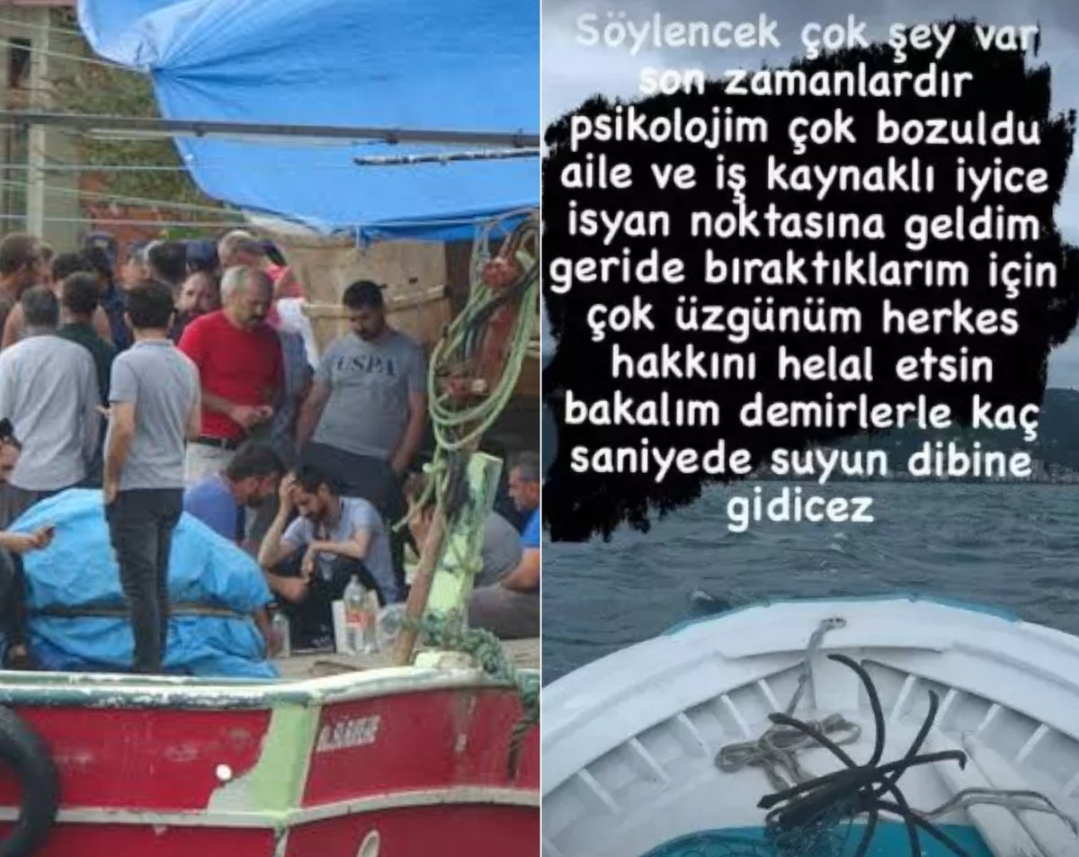 Trabzon'da bir genç, "Aile ve iş kaynaklı isyan noktasına geldim" şeklinde not paylaşıp, ayağına bağladığı çapa ile denize atlayarak intihar etti.
