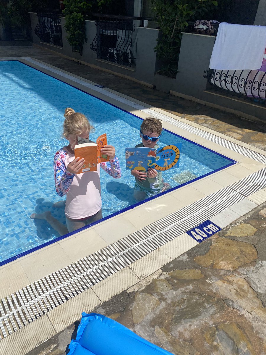 frecklesr's tweet photo. @NorthcoteSch favourite place read for both Lacey and Lewis in the pool in Turkey! We couldn’t remember the ks2 bingo so we done favourite place for both! #readingforpleasure https://t.co/YCMuUfUet6