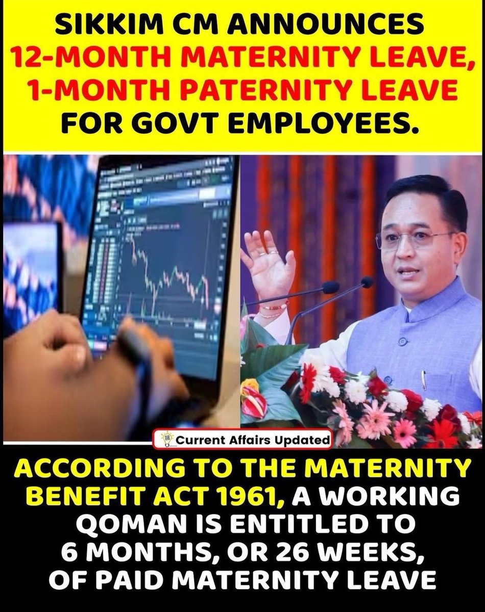 TrendingNews28's tweet photo. Maternity leave announced by CM of Sikkim.. https://t.co/jruSQe4E1J