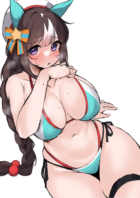 #ウマ娘  水着ホッコータルマエ描いてる途中です