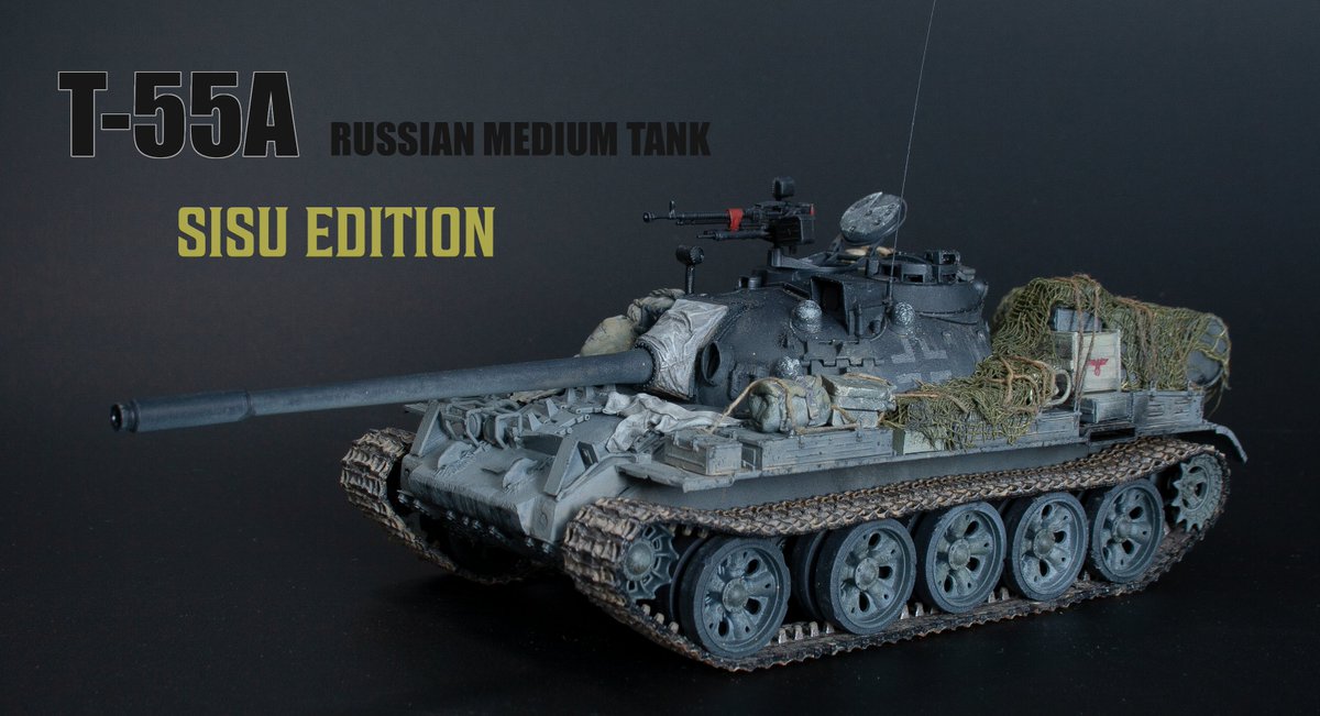 I customized #tamiya T-55 kit so it looks like the tank from <a href="/SISUmovie/">SISU: Road to Revenge</a> . 
boosty.to/layerx3_crafts…