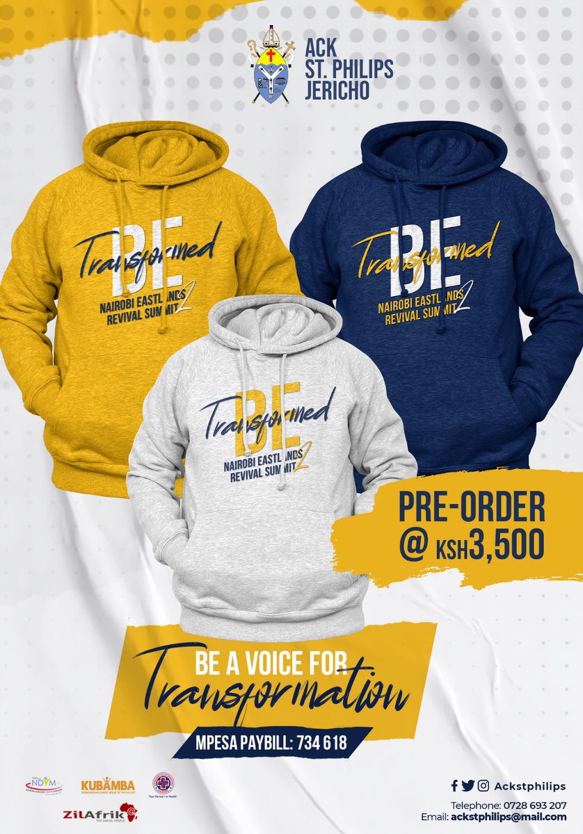 ack_st_philips's tweet photo. You can support NAIROBI EASTLANDS REVIVAL SUMMIT 2 by Pre-ordering a Hoodie .
For more info call - 0721825787
.
.
.
#ACKStPhilips #BeTransformed #RenewYourMind #YouthEmpowerment #SpiritualGrowth #NairobiCommunity #PositiveChange https://t.co/pYYtNG6y6p