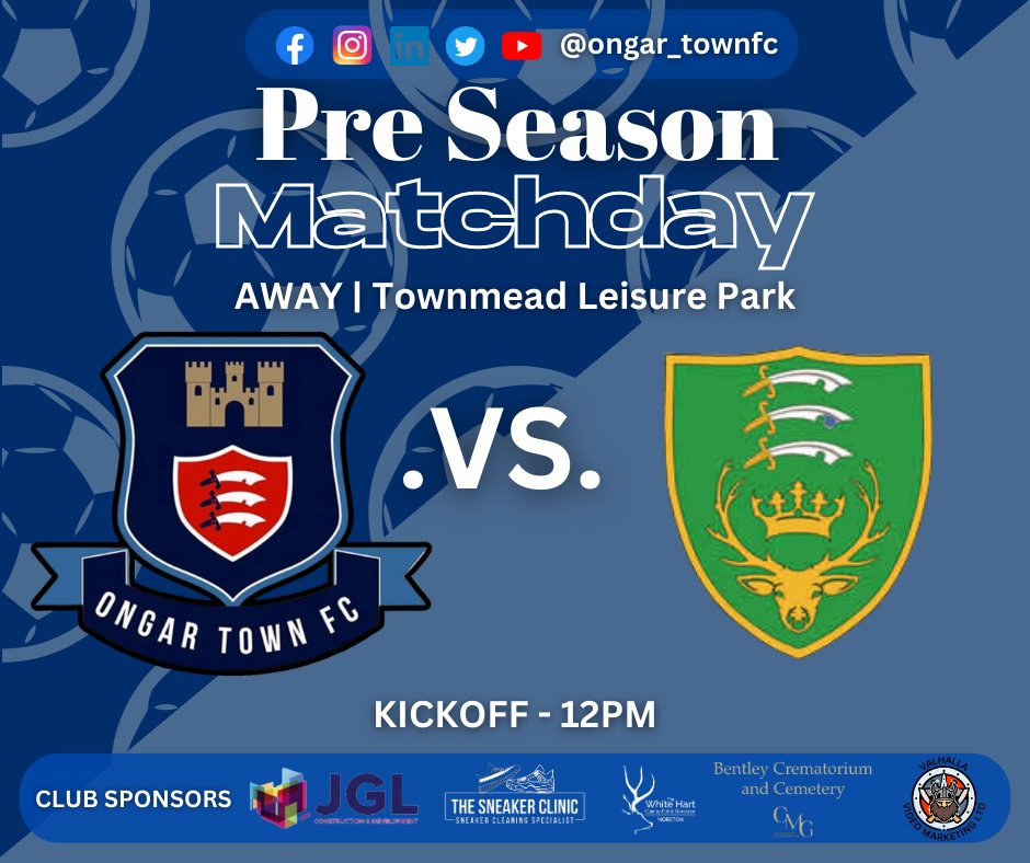 HERE WE GO, IT'S MATCHDAY!

Townmead Leisure Park, Brooker Road, Waltham Abbey, Essex, EN9 1JH

Kickoff - 12PM

LET'S GO