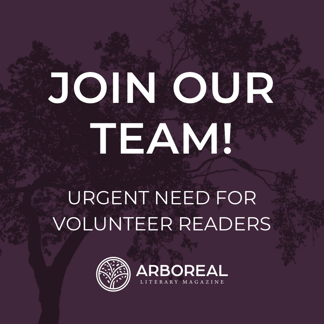 With such a massive turnout for Issue 3 (>1k subs!), we have an urgent need for #VolunteerReaders!

Apply here: bit.ly/arboreal-volun…

#poetrylovers #literarymagazine #literaturelover #volunteering #literarycommunity #litmag #indiepublisher #writingcommunity #poetrycommunity