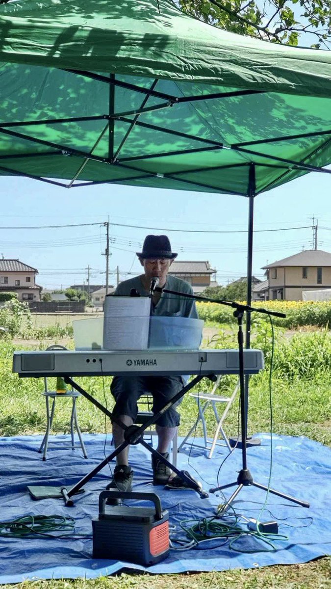 usk31's tweet photo. 蓮田ひまわり畑ライブ2023🌻
代役で明日も出ることになったぞ🎹 https://t.co/FAttDn8SI5