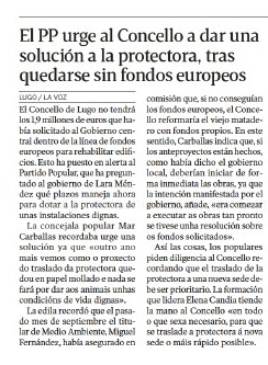 PPConcelloLugo's tweet photo. 📰 Os periódicos de hoxe recollen a nosa petición ao goberno do @concellodelugo para dar solución ao problema de instalacións que a Sociedade Protectora de Animais e Prantas de Lugo leva anos sufrindo.
@elprogreso_Lugo
@vozlugo https://t.co/ZM2fcJj68l