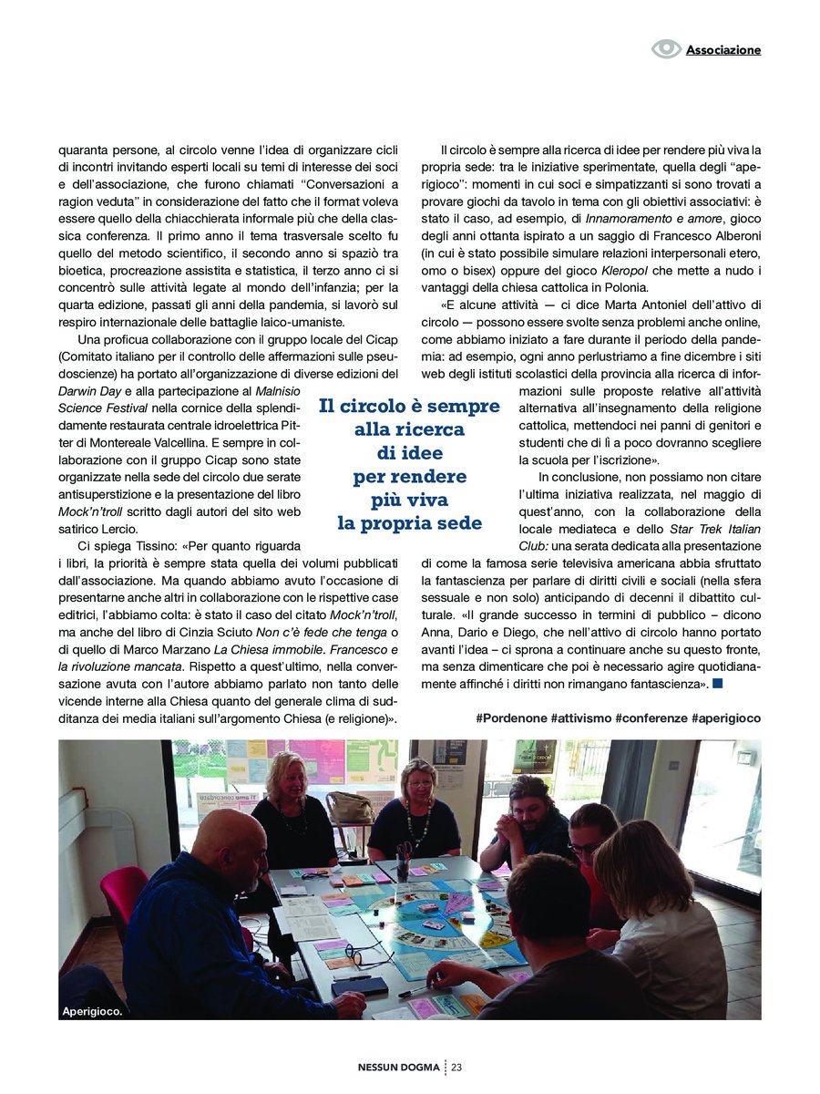 uaarpn's tweet photo. Ecco a voi l'Uaar di #Pordenone: 
nel nuovo numero della rivista Nessun Dogma un articolo sul nostro circolo.

Il numero completo della rivista è disponibile all'url https://t.co/Uux709CuAY https://t.co/LSD0l1SSLv