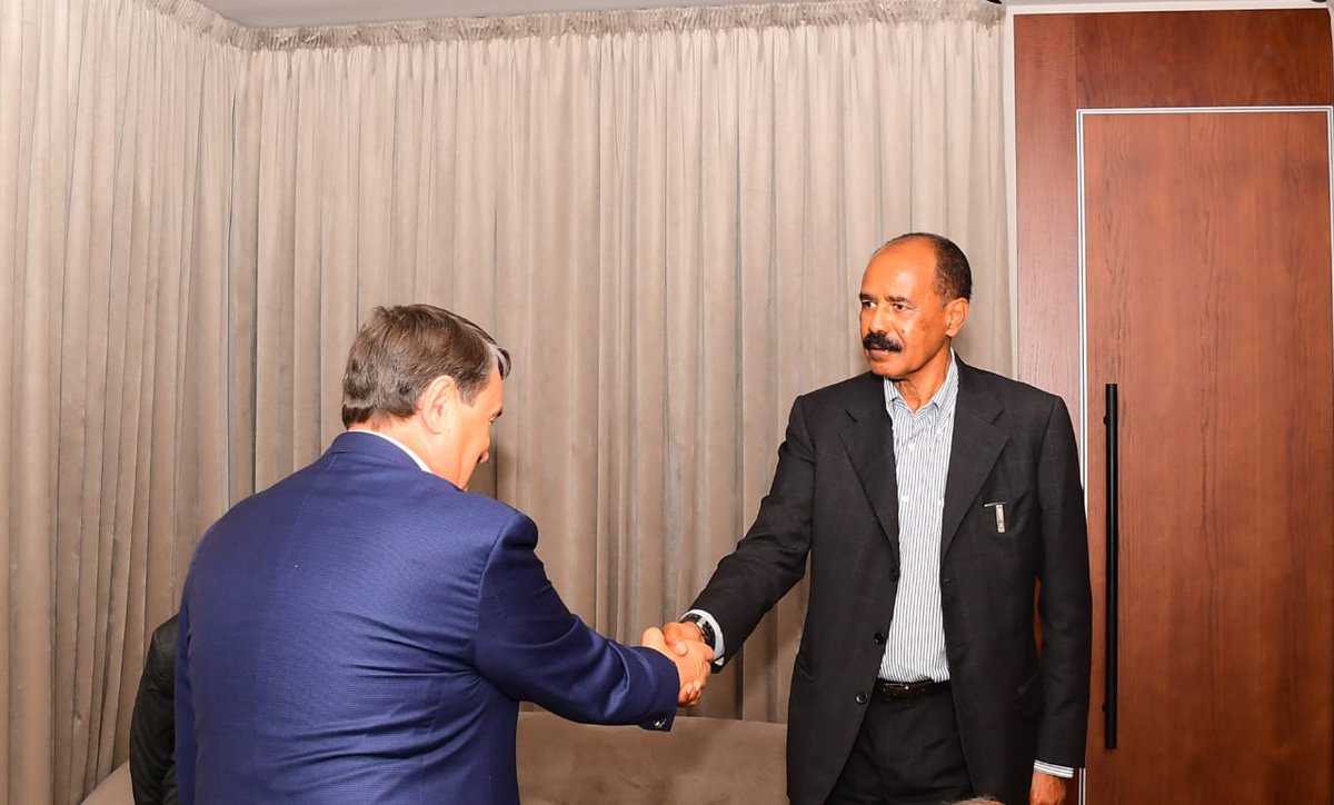 hawelti's tweet photo. Pre. Isaias Afwerki &amp; his delegation earlier met with Russian Minister of Science &amp; Higher Education,Valery Falkov on cooperation in the sector by upgrading 2018 bilateral agreement. Pre. Isaias also met with Igor Levitin,Aide to Pre. Putin on cooperation on wider trade logistics https://t.co/IC5GdojgjX
