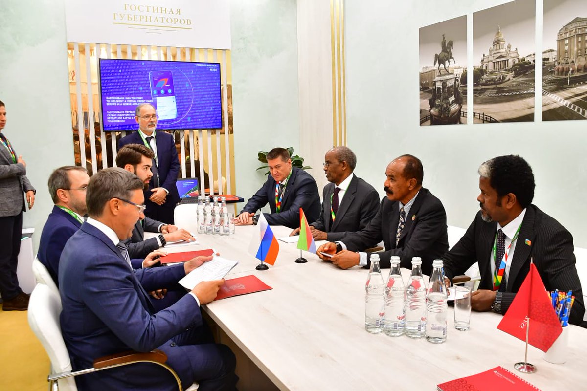 hawelti's tweet photo. Pre. Isaias Afwerki &amp; his delegation earlier met with Russian Minister of Science &amp; Higher Education,Valery Falkov on cooperation in the sector by upgrading 2018 bilateral agreement. Pre. Isaias also met with Igor Levitin,Aide to Pre. Putin on cooperation on wider trade logistics https://t.co/IC5GdojgjX