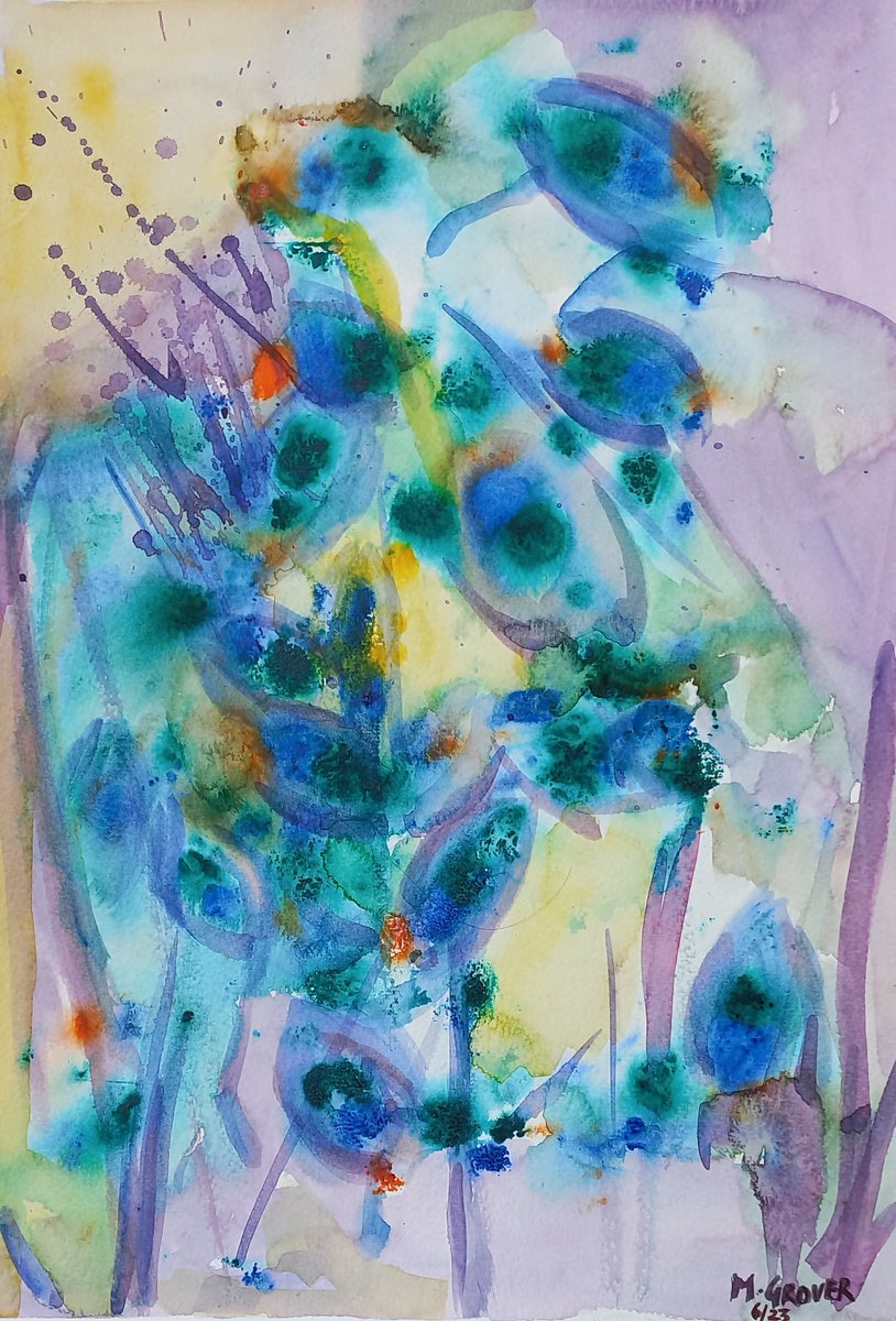 Mogrove1's tweet photo. My recent Abstract Watercolor Painting. "Krishna Dancing in Vrindavan" available now on Saatchi. Also can you spot Lord Ganesha in the painting? the two Gods have a strong connect #watercolorpainting #art #watercolor #watercolour #watercolorpainting  #artshare https://t.co/du1cLlF0wg