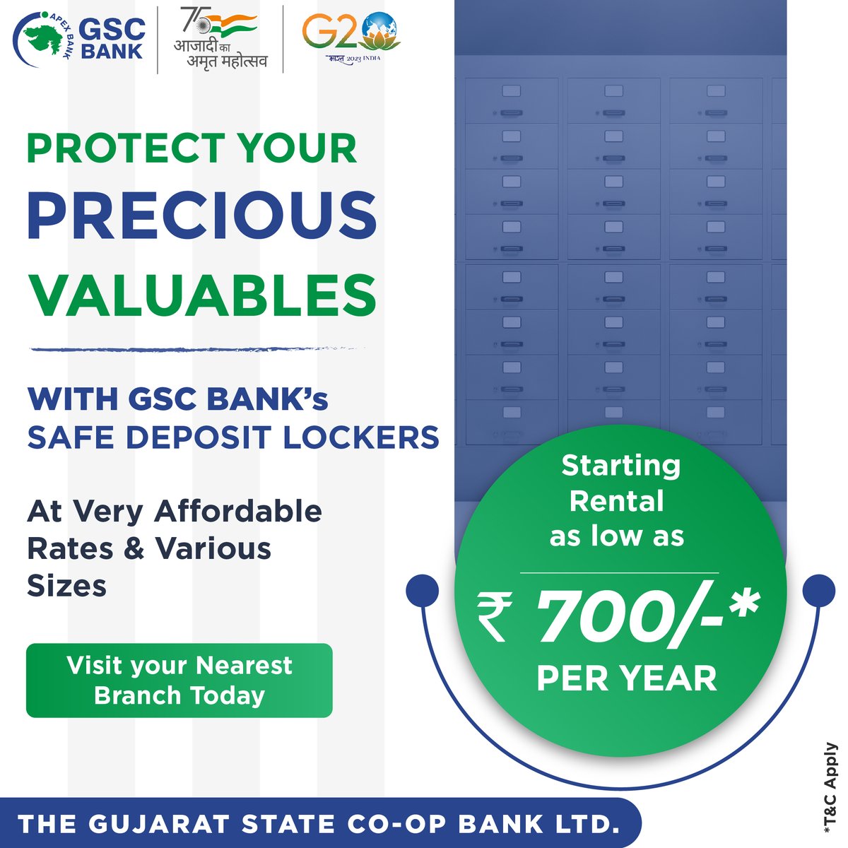 GSCBank's tweet photo. PROTECT YOUR PRECIOUS VALUABLES WITH GSC BANK's SAFE DEPOSIT LOCKERS
At Very Affordable Rates & Various Sizes.
Visit your Nearest Branch Today.
#GSCB #lockers #secureyourvaluables #safedepositlocker #safety #banking #Securebanking #affordable #VariousSizes https://t.co/UN87iKIzu6