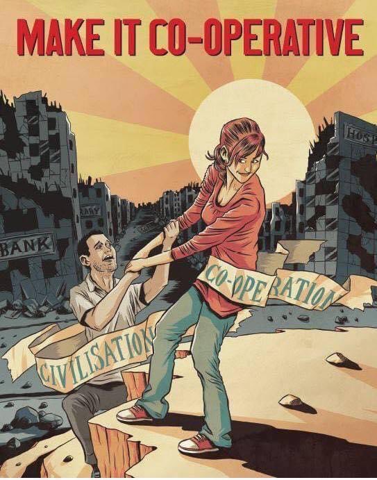 After the 2009 crisis, @calverts designed this poster - itself an update of a design from 1943. How would you update the message? Should ‘Co-operation’ be in two minds about rescuing ‘Civilisation’ as she seems to be here? 😂