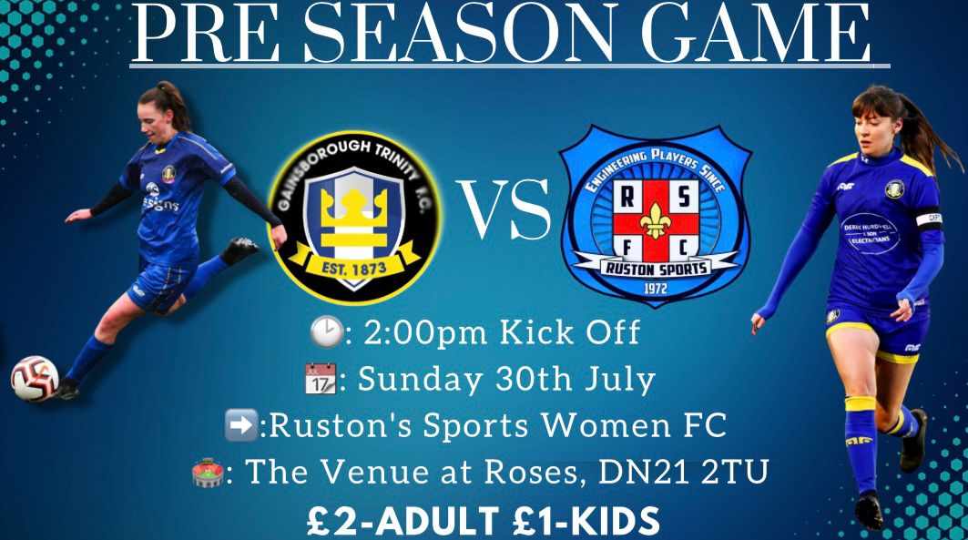 GainsTrinityWFC's tweet photo. We kick start our 2023/24 season tomorrow with our first pre season friendly as we welcome @RustonSportsWFC development team to Roses Sports Ground 

We hope to see you all there supporting and cheering on the women's team as we return to action for the upcoming season 

⚽🔵⚽🔵 https://t.co/YVeJNYOdCm