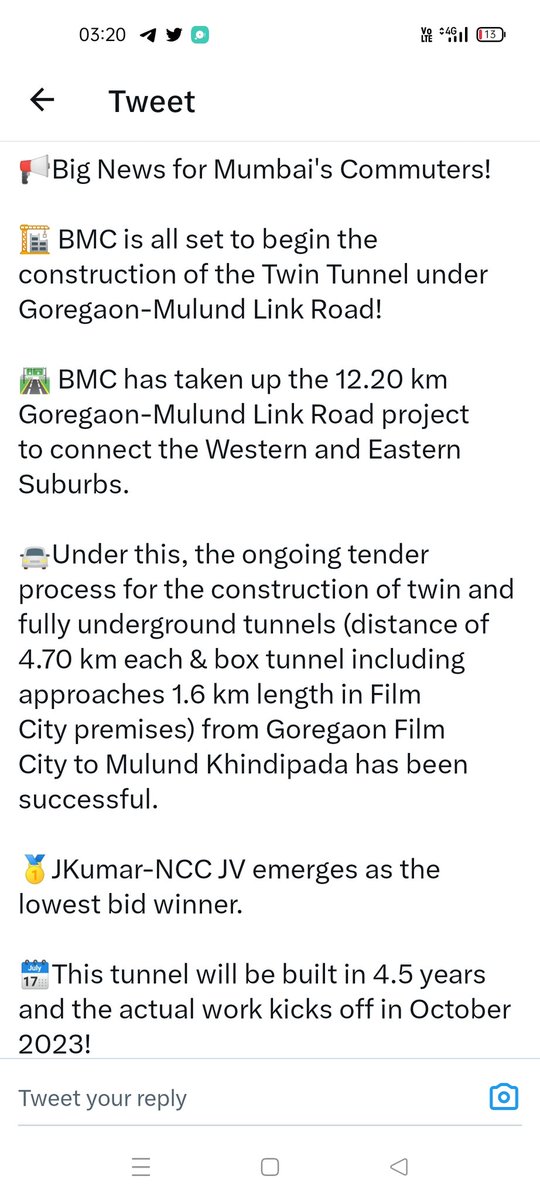 #GMLR 
#Mulundgoregaonlinkroad 
#Goregoanmulundlinkroad
#tunnel 
#Underground #Road #Mumbai #Construction #Elecction2024
@mumbaimatterz @IndiaWeatherMan @mumbaiheritage