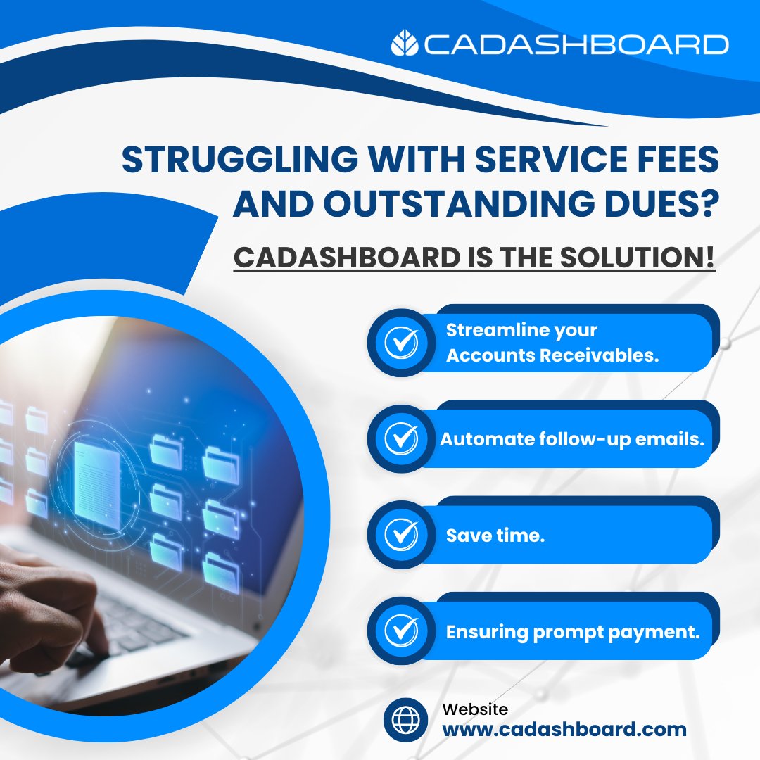 CADashboard's tweet photo. Say goodbye to service fee challenges and overdue payments with Cadashboard! More details: https://t.co/JovywftJ1c https://t.co/tUiCuw6YNM