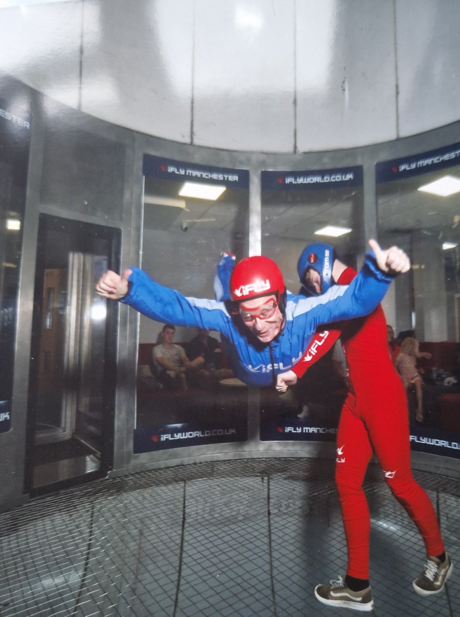 davies_daz's tweet photo. Amazing experience with Corbs yesterday at #iFlyManchester Butterflies & nerves pre flight but soon was buzzing fantastic day with my lad all round https://t.co/GUEwh2vKUM
