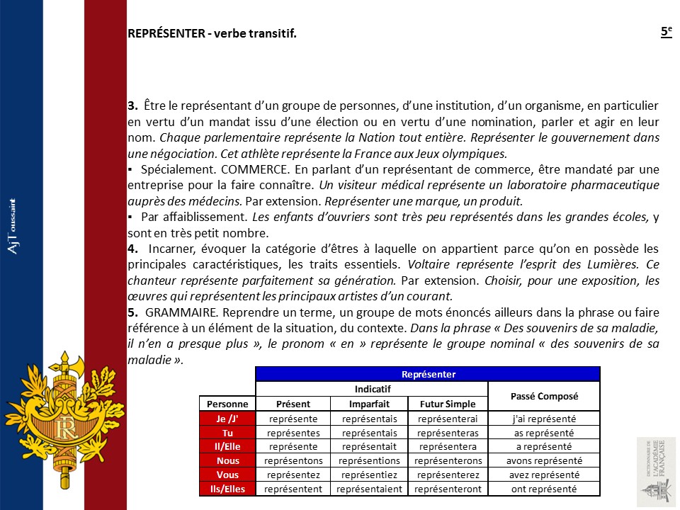 ajtoussaint's tweet image. #Représenter 2e
#Verbedujour
#Dictionnaire
#AcadémieFrançaise
#LangueFrançaise
#langtwt