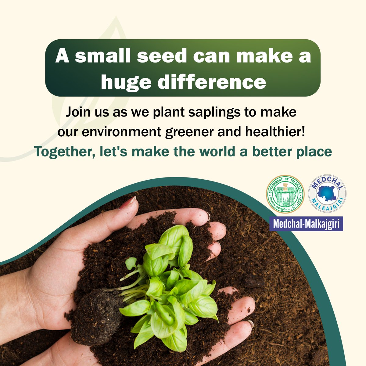 A small seed can make a huge difference.. Join us as we plant saplings to make our environment greener and healthier! Together, let's make the world a better place. #HarithaHaram #PlantASapling #MedchalMalkajgiri @AmoyKumarIAS @arvindkumar_ias @cdmatelangana