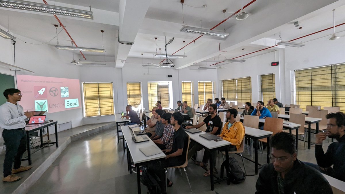 me_diru's tweet photo. We had the largest audience today at #RustLang Hyderabad meetup 🦀

Amazing to connect with diverse folks and curious minds

Great talks by @akhilcoder and @rootkill_t :D 

Thank you all for making this a huge success at such short notice 💝

#RustIndia #DevDaysHyd @SwechaFSMI https://t.co/U7KXxEJttd