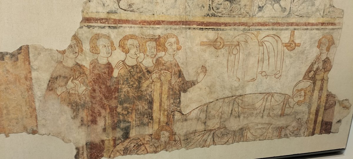 SurrelV's tweet photo. Les peintures murales du château de Cruet (14e s.), représentant des épisodes de la chanson de geste Girard de Vienne (ou de Roussillon ?), sont à nouveau visibles au musée de Chambéry #MoyenAge #medievalart #litteraturemedievale https://t.co/Ivh1hSxbKL