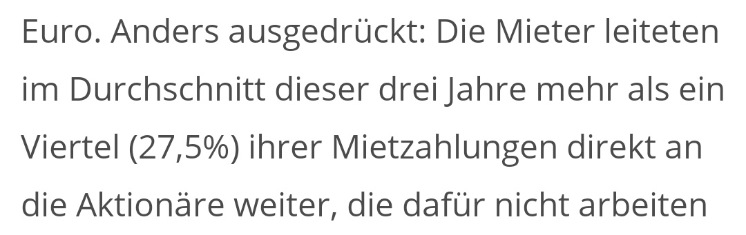 Vonovia-Mieter*innen zahlen knapp 30% ihrer Miete direkt an Aktionäre.
cash-online.de/a/starke-miete…