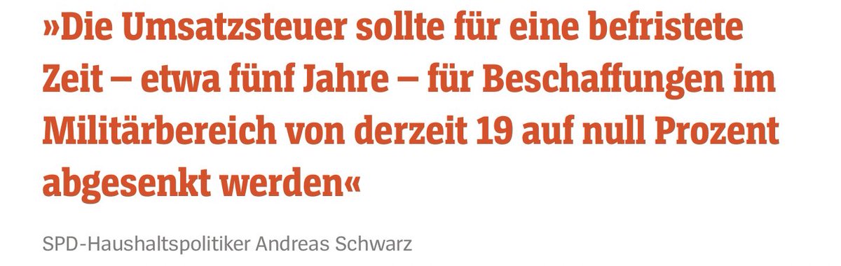Manche Sozialdemokraten drehen gerade wieder komplett durch: Das Streichen der Mehrwertsteuer bei Grundnahrungsmitteln ist nicht drin, aber dafür bei Waffen. Unfassbar.