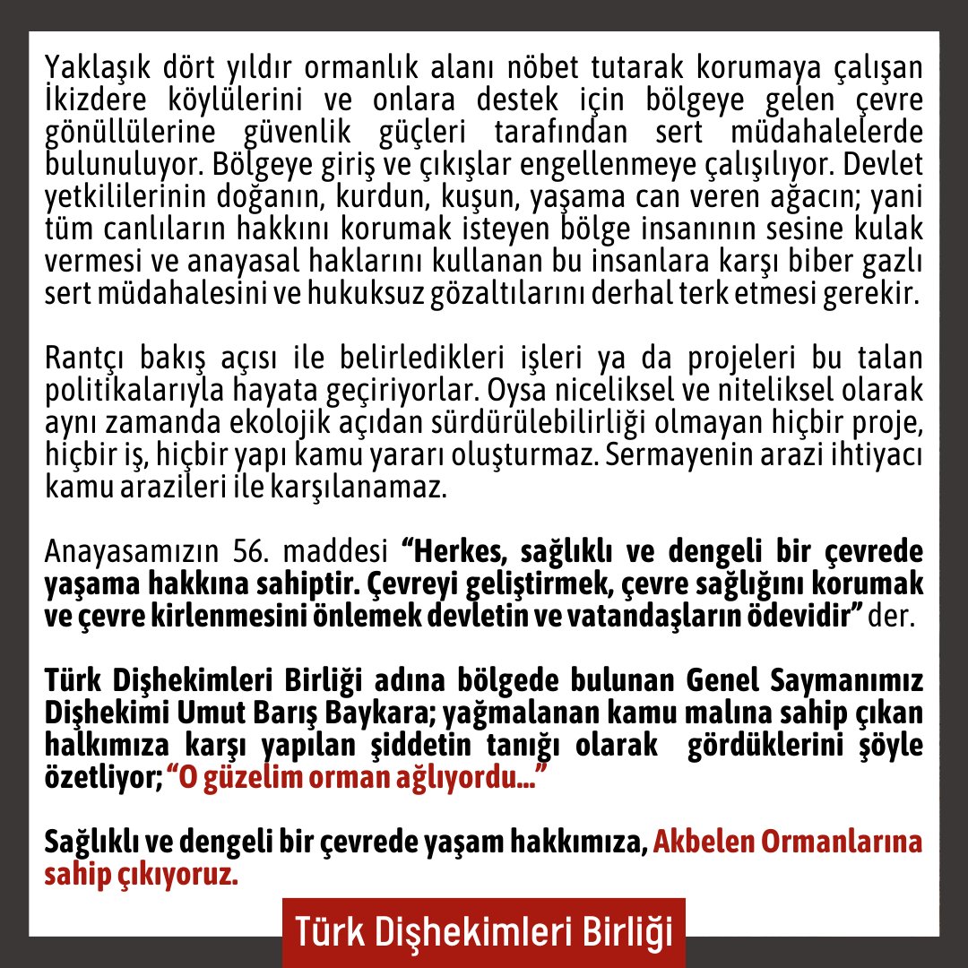 TDB_TDA's tweet photo. AKBELEN’DEN ELİNİZİ ÇEKİN!
`Yeter Artık Kamu Malını Yağmalamaya Son Verin…`
Haberin detayı için:  https://t.co/LbnaLlVYWb

#türkdişhekimleribirliği #turkdishekimleribirligi #diş #sağlık #dişhekimi #tdbhaber #tdbd #dişhekimliği  #Muğla #Milas #Akbelen https://t.co/K20Mje0f6c