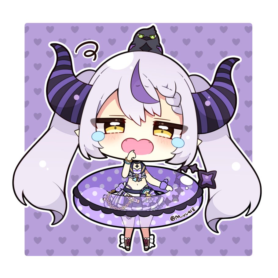crow_(la+_darknesss) ,ラプラス・ダークネス 「#laplus_artdesu  『マ、ママどこぉ~?』」|むーらん@4月からのSD絵仕事募集中！のイラスト