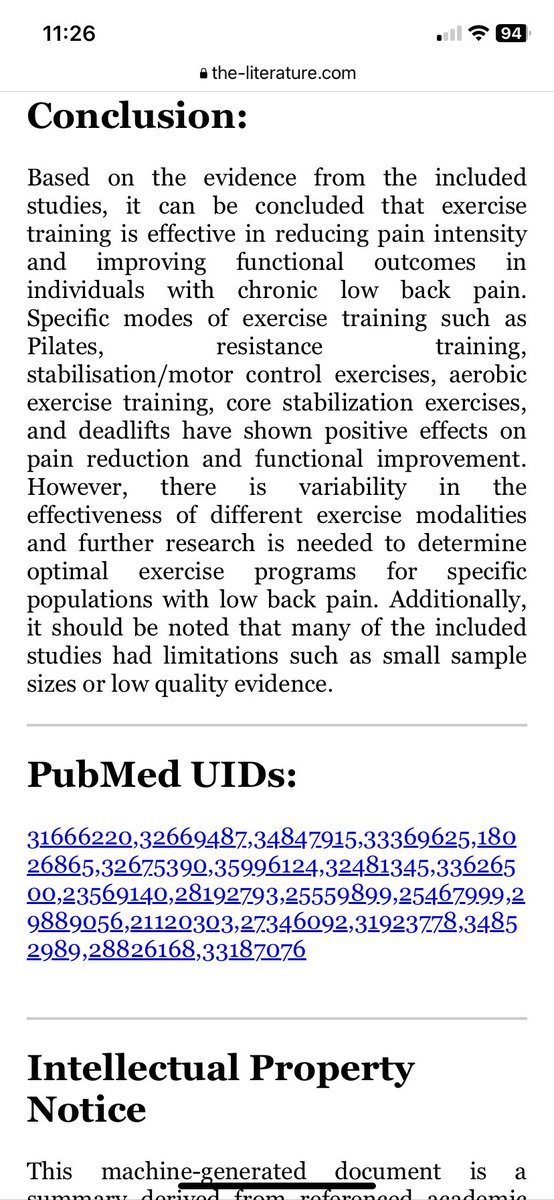 Just published*

“Exercise for people with low back pain: a comprehensive systematic review” 

*in 2 minutes with the-literature.com ‘real-time PubMed analysis’