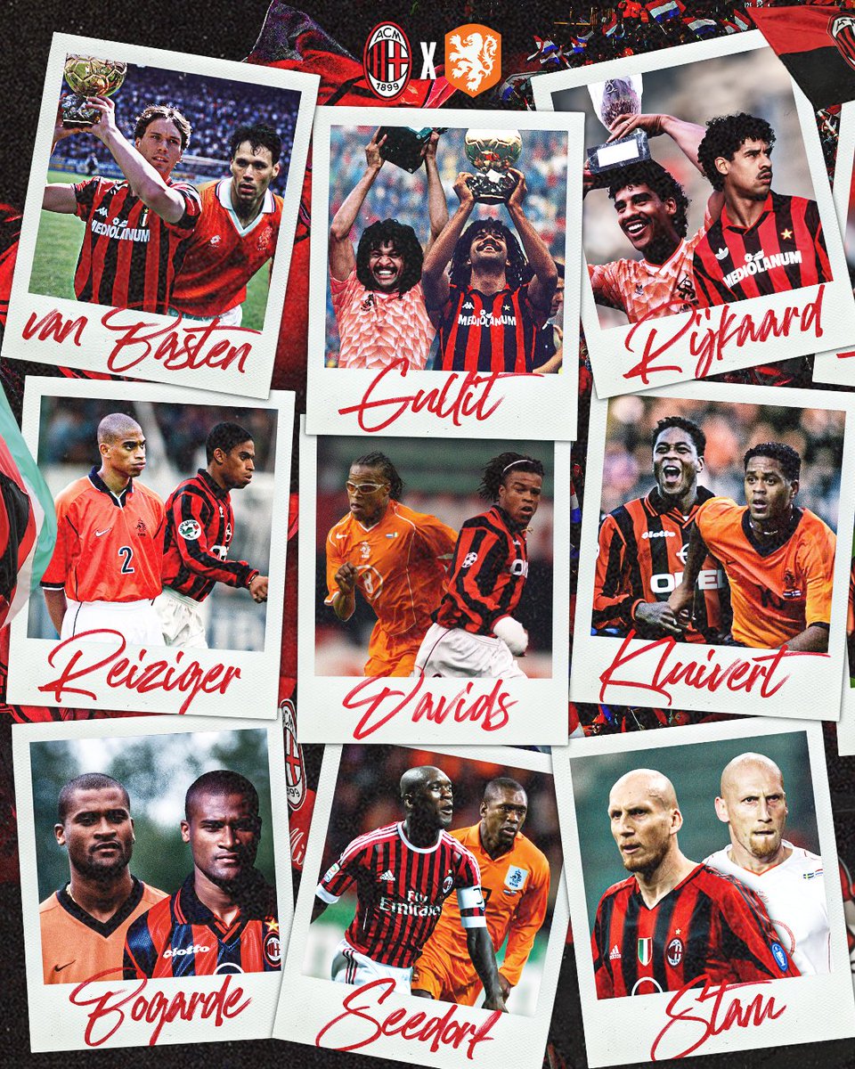Angelredblack1's tweet photo. #VanBasten #Gullit #Rijkaard #Reiziger #Davids #Kluivert #Bogarde #Seedorf #Stam #Huntelaar #Emanuelson #VanBommel #Dejong #VanGinkel #Reijnders
AC MILAN โ๏ธ ORANGE
๐ดโซโ๏ธ๐ https://t.co/Wg8Vd9NQtK