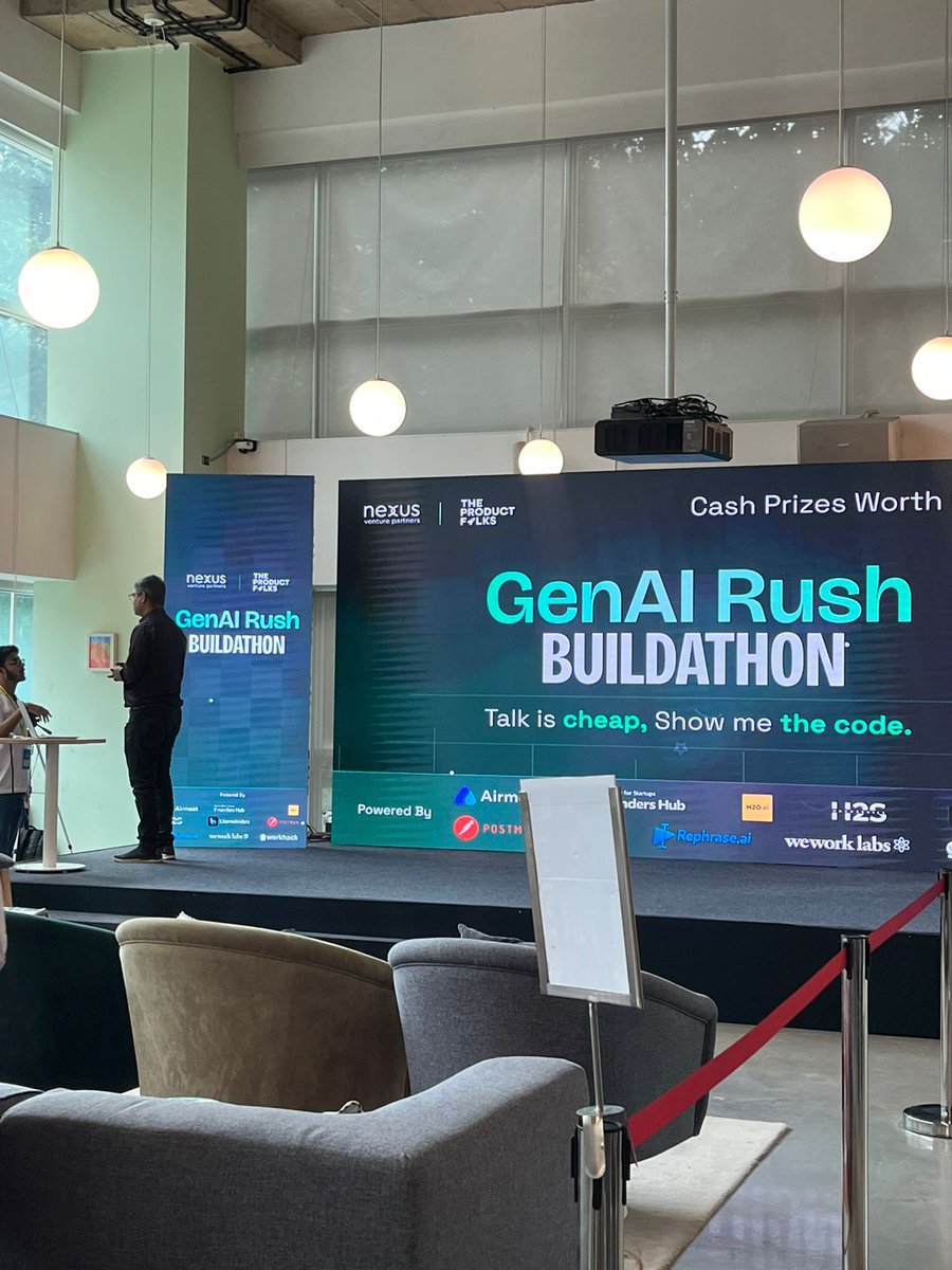 ashishlalwho's tweet photo. At @WeWork office in Bannerghatta for #GenAIBuildathon hosted by @TheProductfolks https://t.co/xKHk8Yb53J