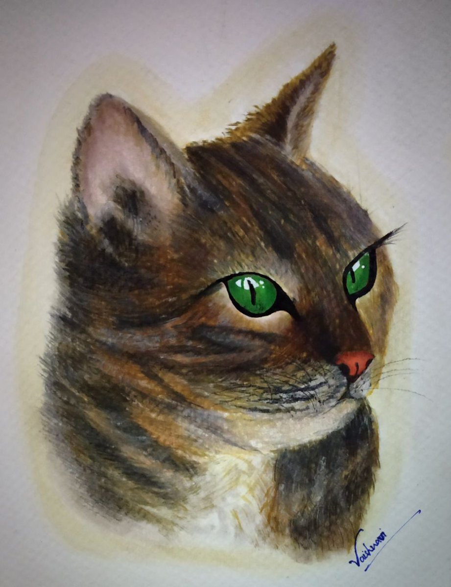 vaishnaviii_03's tweet photo. My sincere endeavour 🎨🖌️
#painting #CatsOnTwitter #beauty #artist #nature #sketchbook #AnimalLovers #animalcare #colorwheelchallenge #realisticart #EffortsNeverFail https://t.co/qfzYhSVHso
