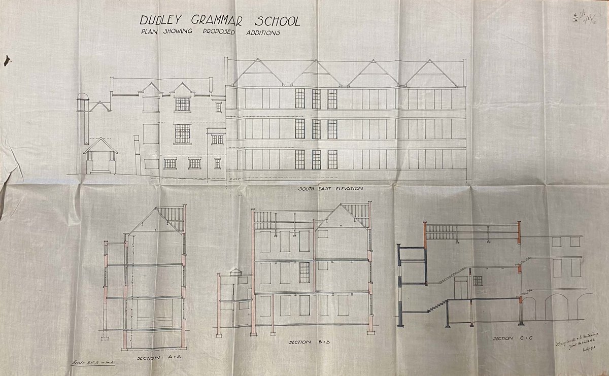 Dudley Grammar School was founded in 1562, opening at its final location on St James’s Road in 1898.

We like this ground floor plan from 1898 [DGS/II/6/5], and proposed additions and elevations to the school some 20 years later in 1920 [DGS/II/6/8].

#MapMonday