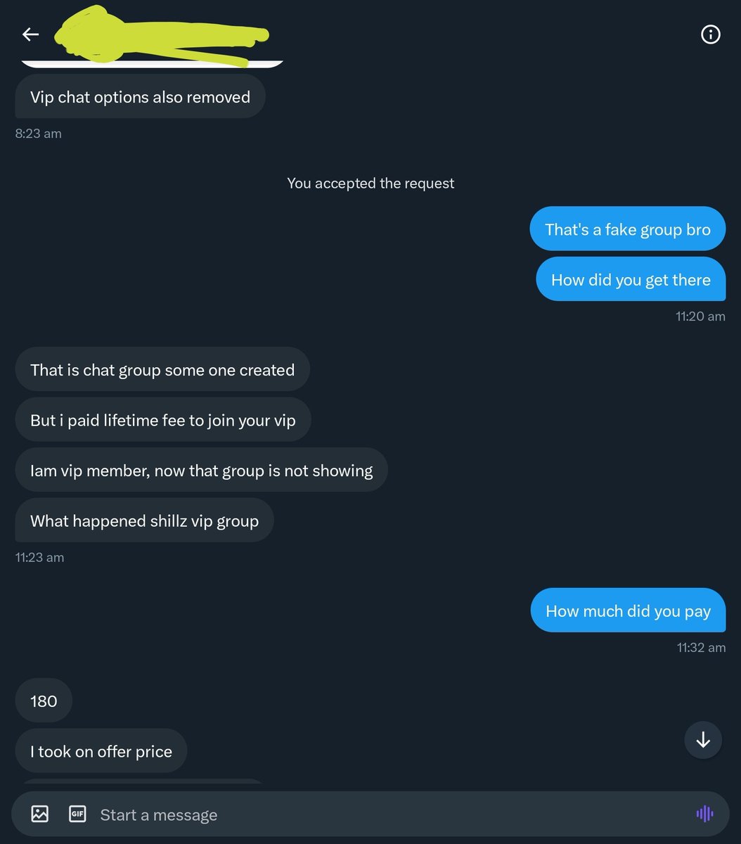 CryptoShilllz's tweet photo. GM beoble.

I don't have no VIP, anything with my name and a paid group is a scam. https://t.co/TpzsJDeS3n
