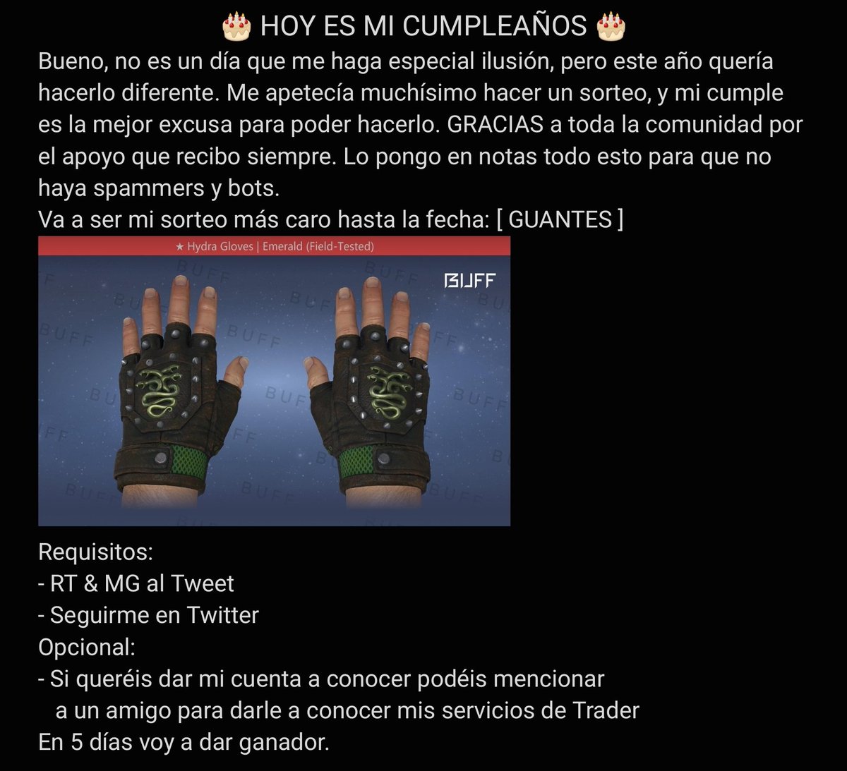 Hoy es 29 de Julio. Los que tengáis un momento leer esto.
Gracias de antemano 🎁🎂
[Sorpresa en el interior]