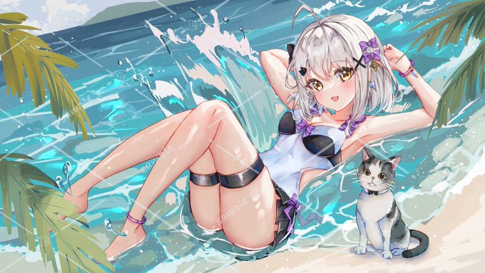 #skeb
個人Vtuberの空望くみ花さん。水着姿です^^リクエストありがとうございました 