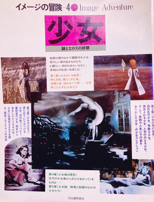 70's後半の美術雑誌
眼球譚や澁澤さん、
ラプンツェルから源氏物語や
ナボコフまで
童話や神話や死に秘められたエロスを
寺山さんに唐十郎、アラーキーに林静一
四谷さん、つげ義春等が語る
豪華過ぎる少女コレクション。 
