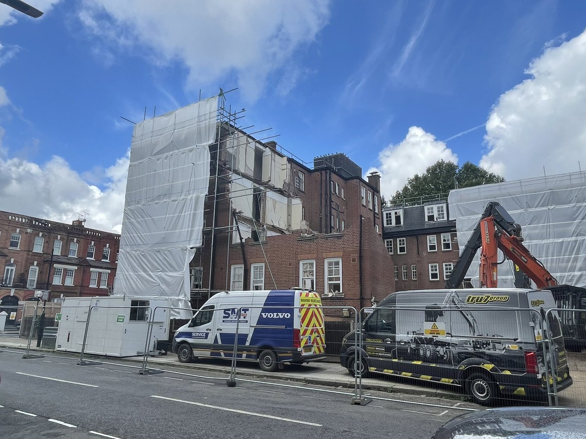 We haven’t saved her. She’s being destroyed right now. Not even salvaging the bricks by the look of it. Pointless destruction of a good building. #retrofirst