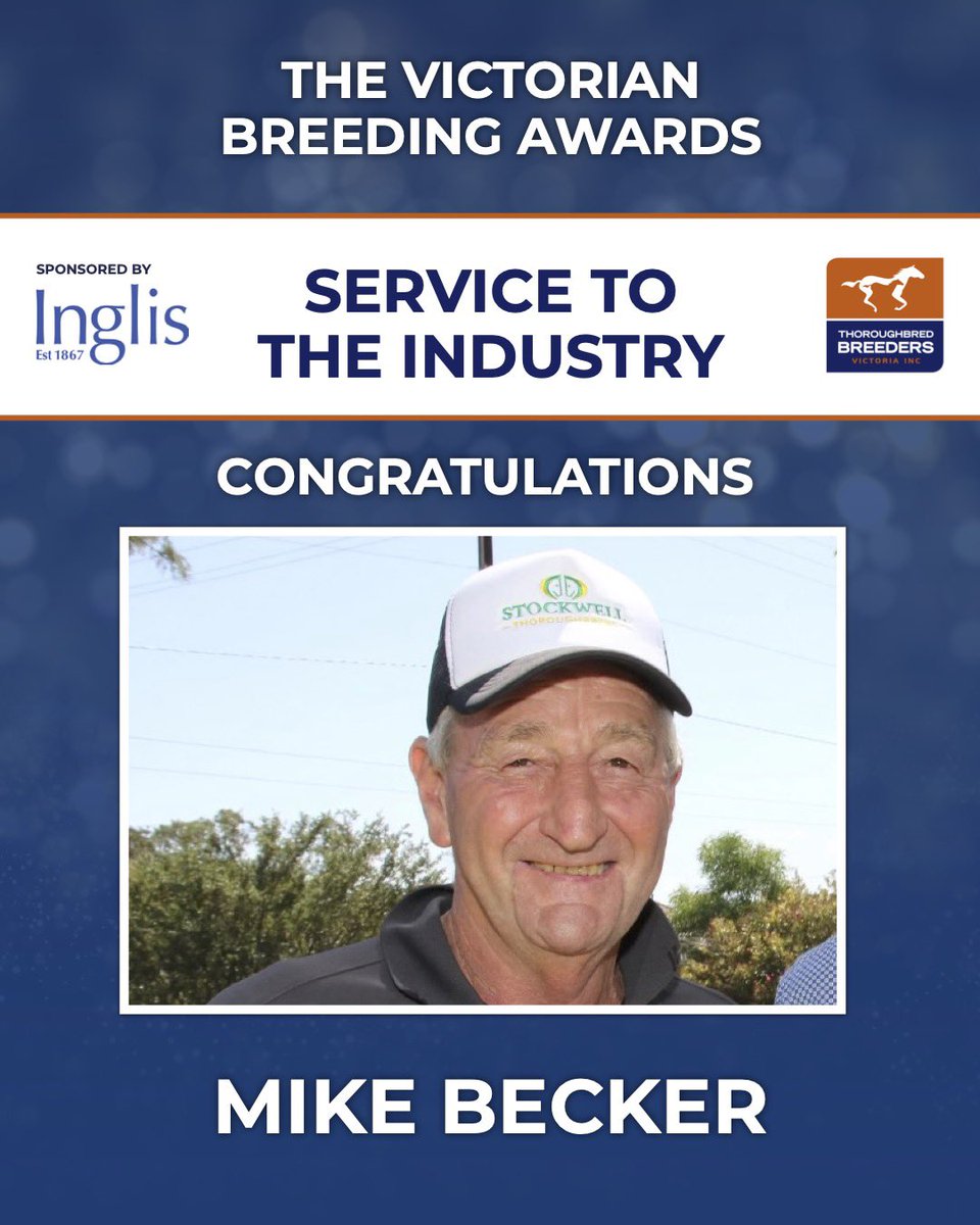 Massive Congratulations to Mike Becker, winner of the <a href="/inglis_sales/">Inglis</a> Service to the Industry Award 🏆 

A long-standing Victorian breeding industry participant, we could not be more pleased to hand this award to Mike ❤️