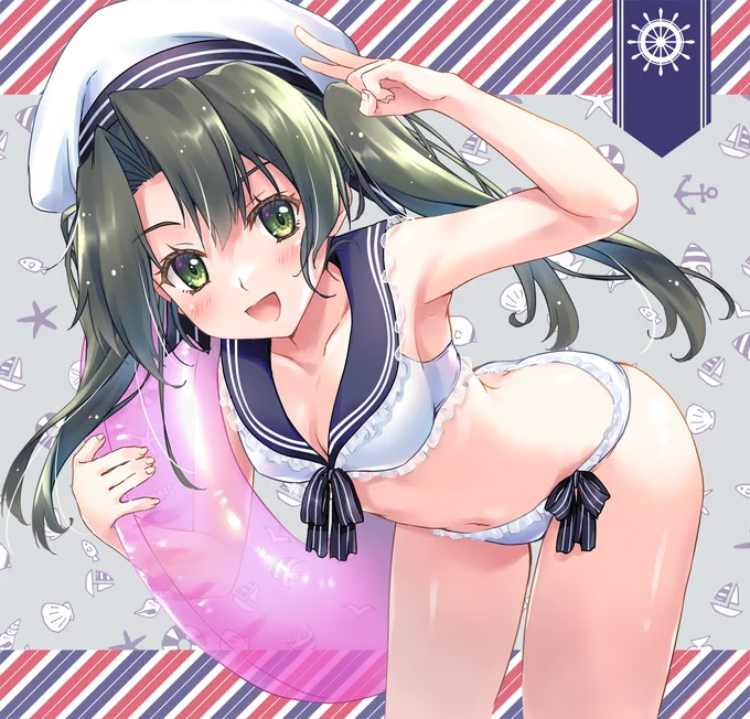 瑞鶴 フルグラフィックトートバッグのイラストできたよー! セーラー水着!! #艦これ   BOOTHで予約受付中! 