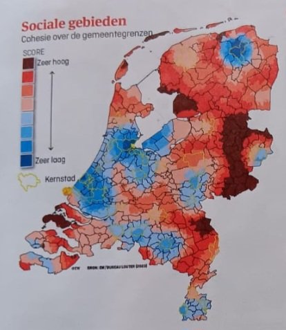 Interessante kaart. Over sociale cohesie. Waar helpen mensen elkaar, waar zijn ze op elkaar aangewezen
